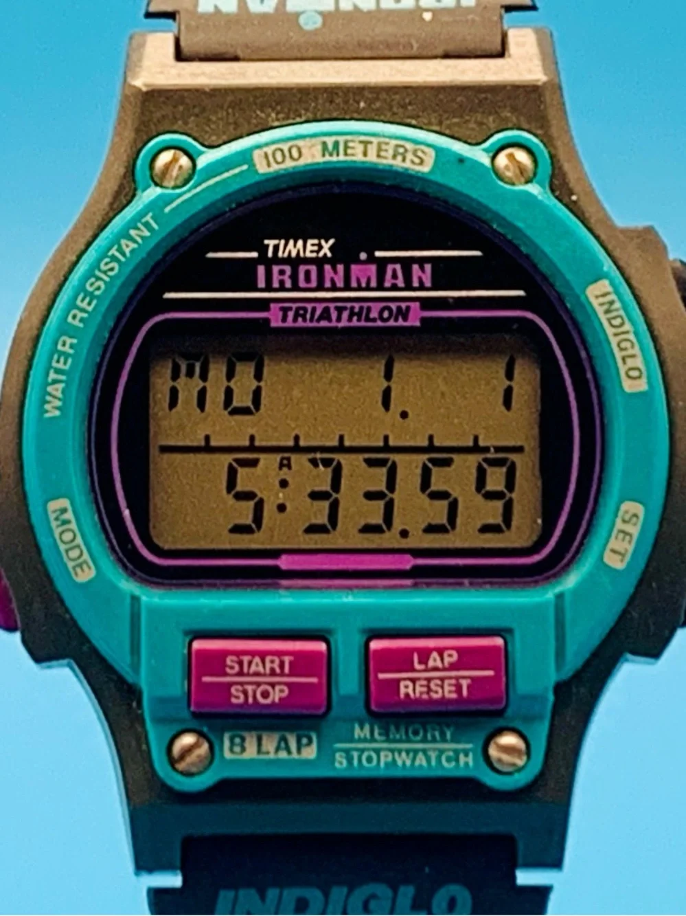 TIMEX IRONMAN TRIATHLON Women’s Vintage 1997 8 Lap Digital Watch Works New Batt
